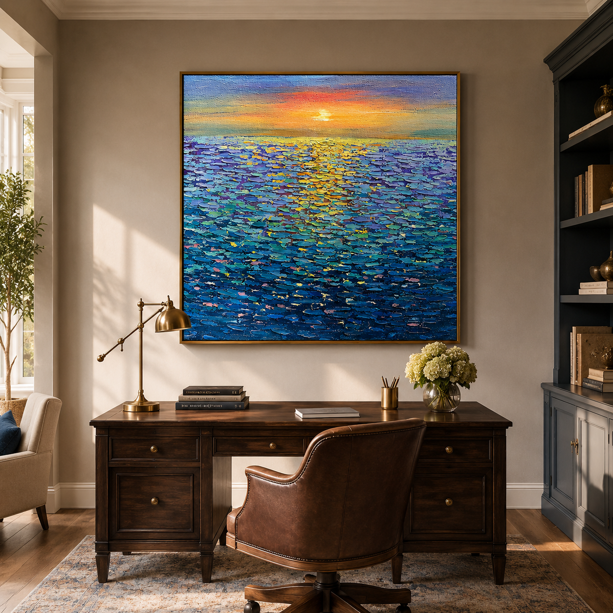 "Morning Tide" – Ocean Sunrise Textured Oil Painting