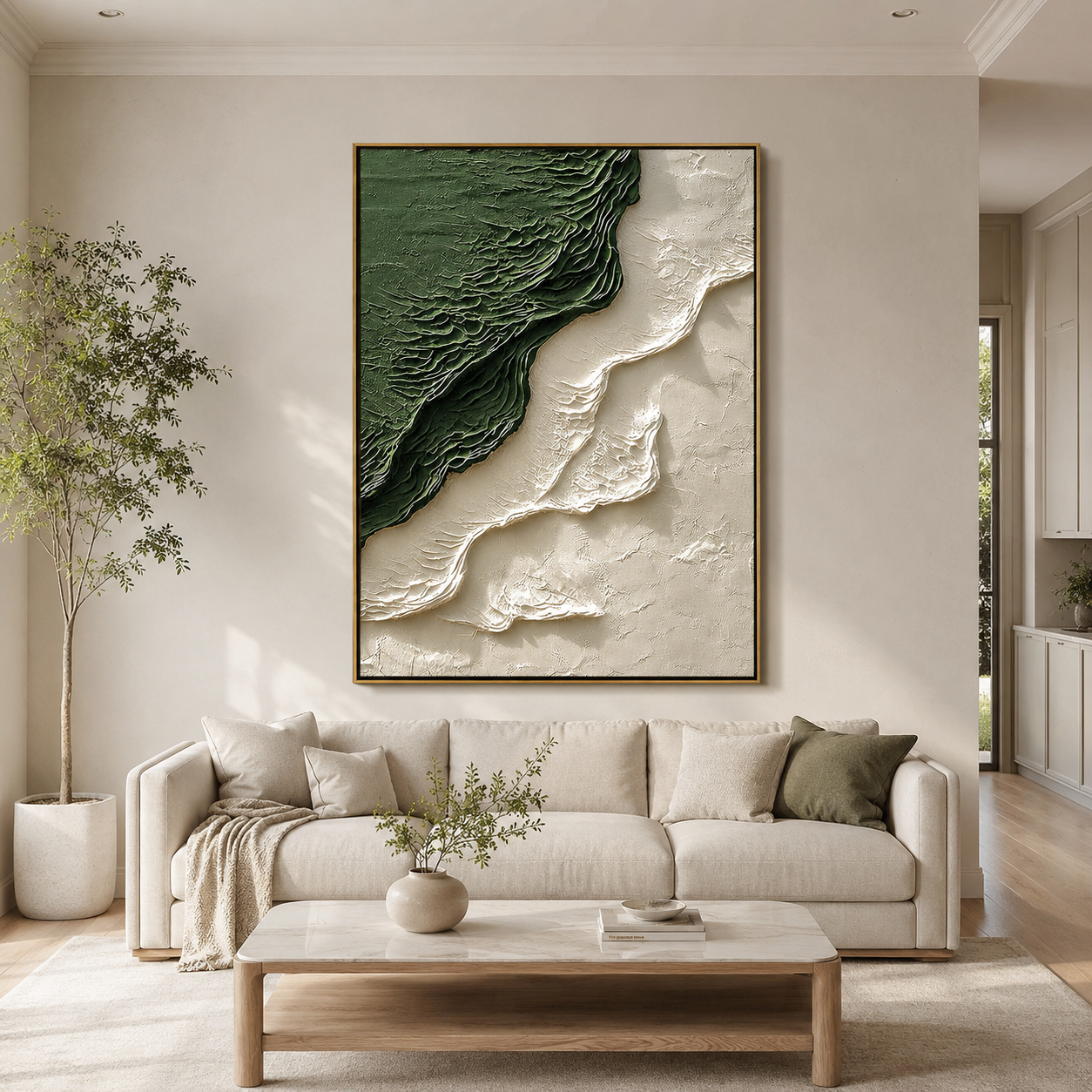 "Emerald Terrain" – Green Wabi Sabi Textured Abstract Painting