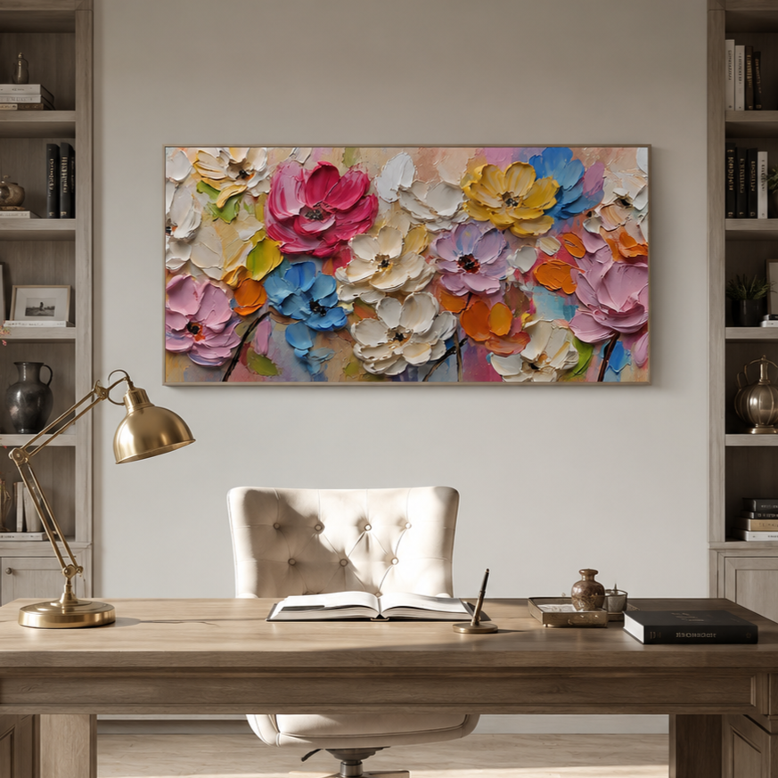 “Garden Jubilee” – Colorful Textured Floral Oil Painting