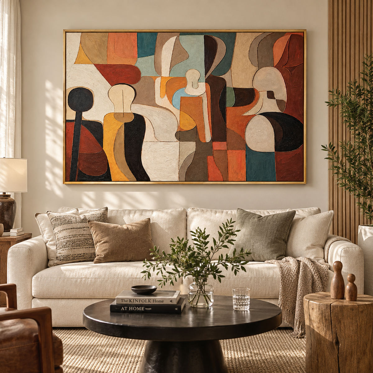 "Echoes of Form" – Mid-Century Modern Earth Tone Abstract Acrylic Painting