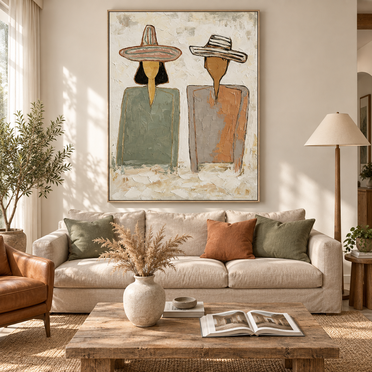 “Desert Companions” – Modern Western Couple Portrait Oil Painting