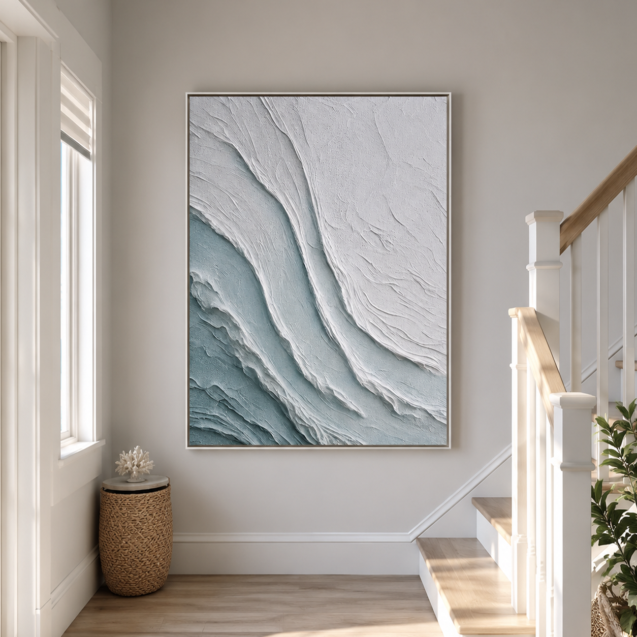 "Glacial Whisper" – Ice Blue Wabi Sabi Textured Abstract Painting