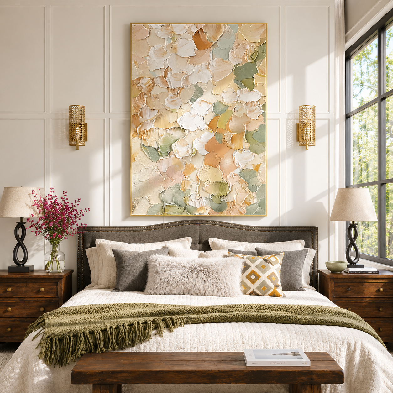 "Soft Petal Reverie" – Pastel Cream Textured Abstract Painting