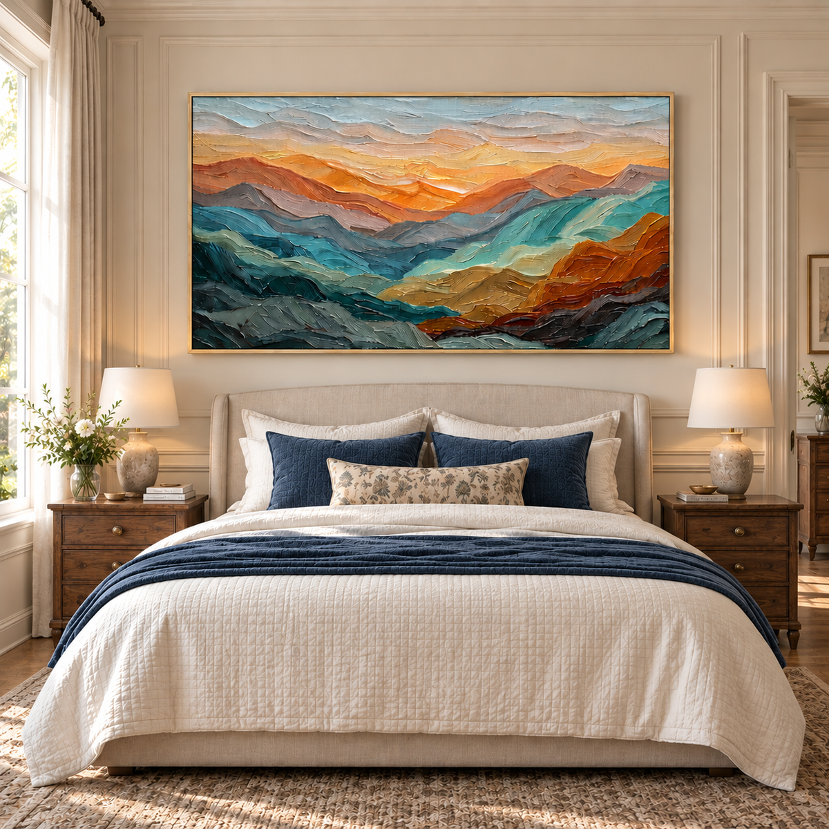 "Majestic Contours" – Impasto Wavy Landscape Abstract Acrylic Painting