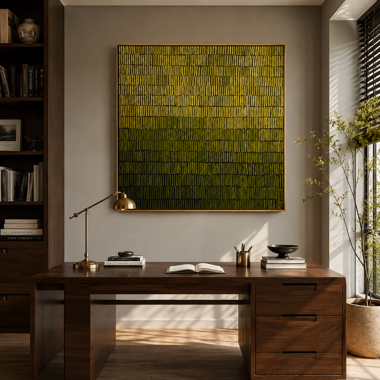 "Moss Rhythm" – Olive Green Textured Pattern Painting