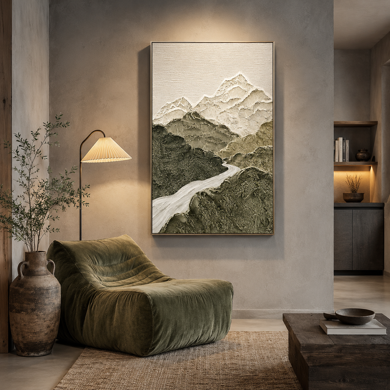 "Valley of Stillness" – Wabi Sabi Mountain Landscape Textured Wall Art