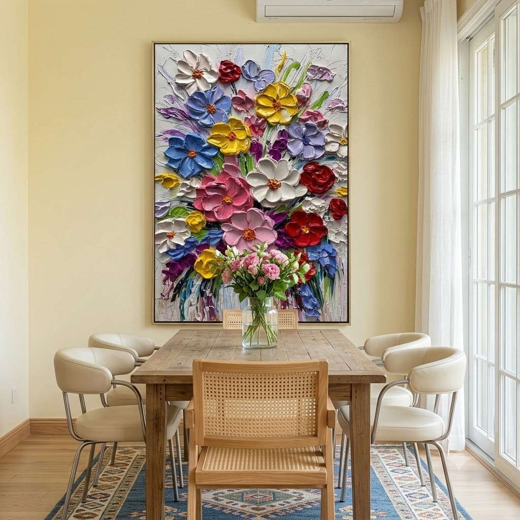 "Garden Sonata" – Colorful Impasto Floral Oil Painting