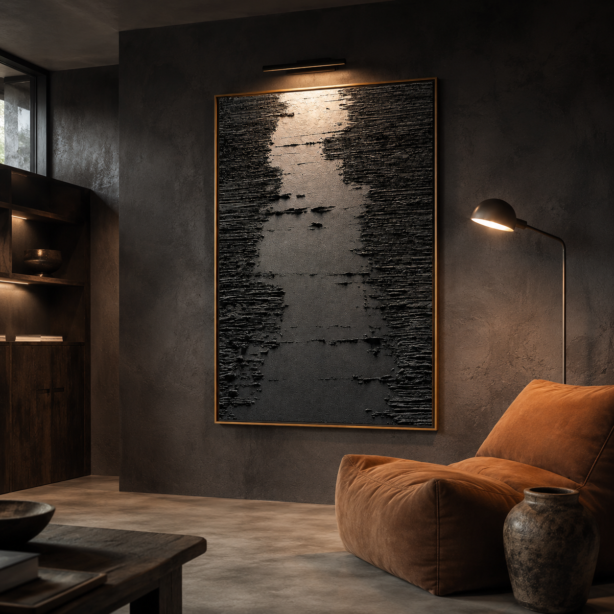 "Silent Passage" – Black Wabi Sabi Abstract Textured Wall Art
