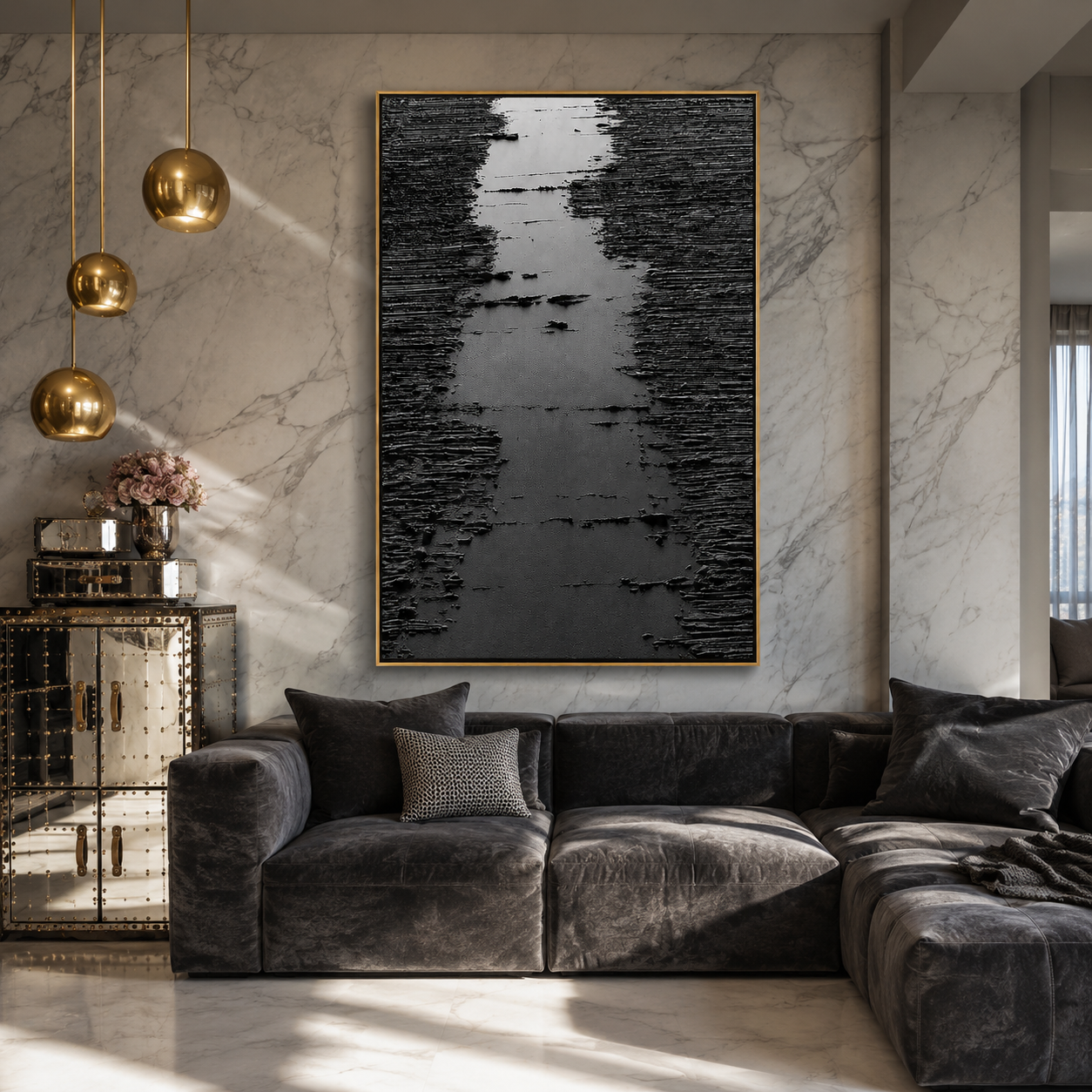 "Silent Passage" – Black Wabi Sabi Abstract Textured Wall Art
