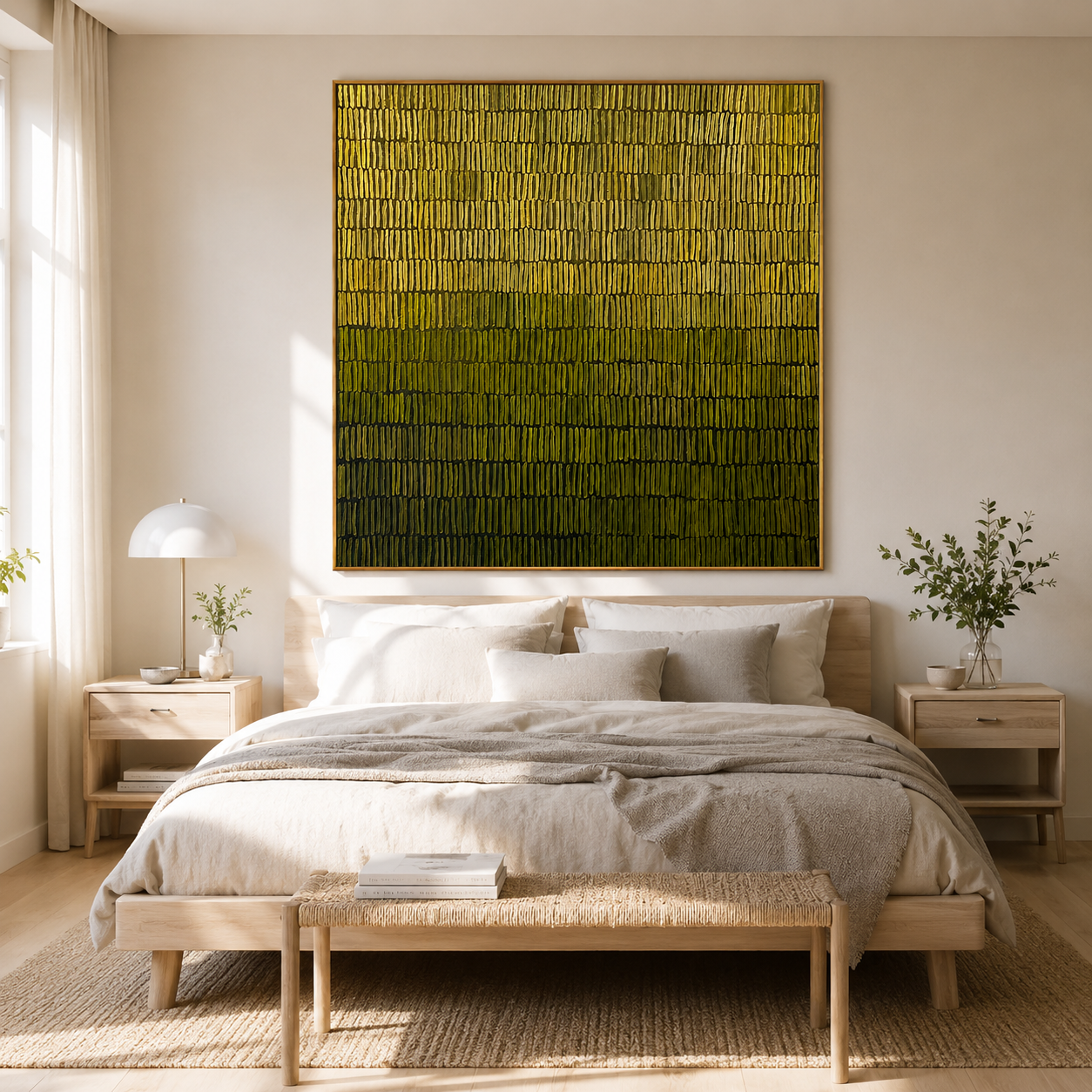 "Moss Rhythm" – Olive Green Textured Pattern Painting