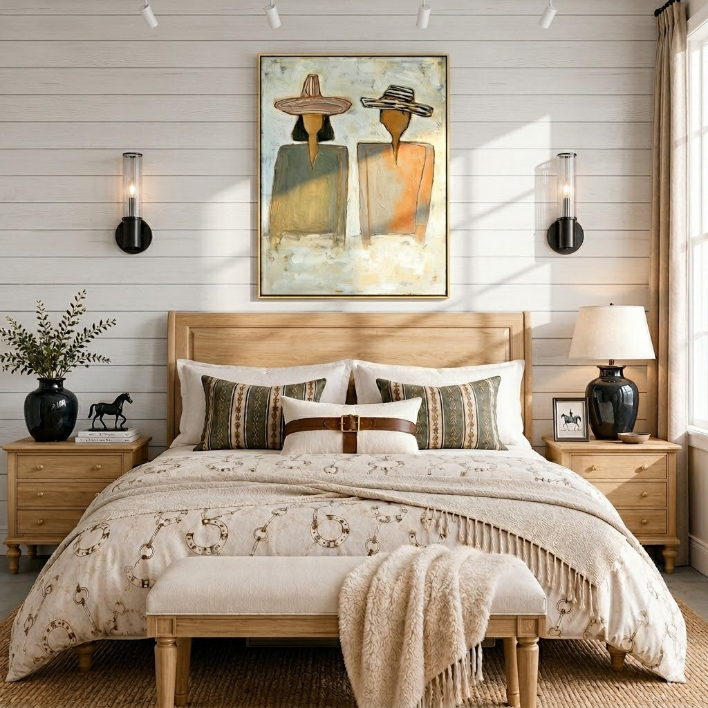 “Desert Companions” – Modern Western Couple Portrait Oil Painting