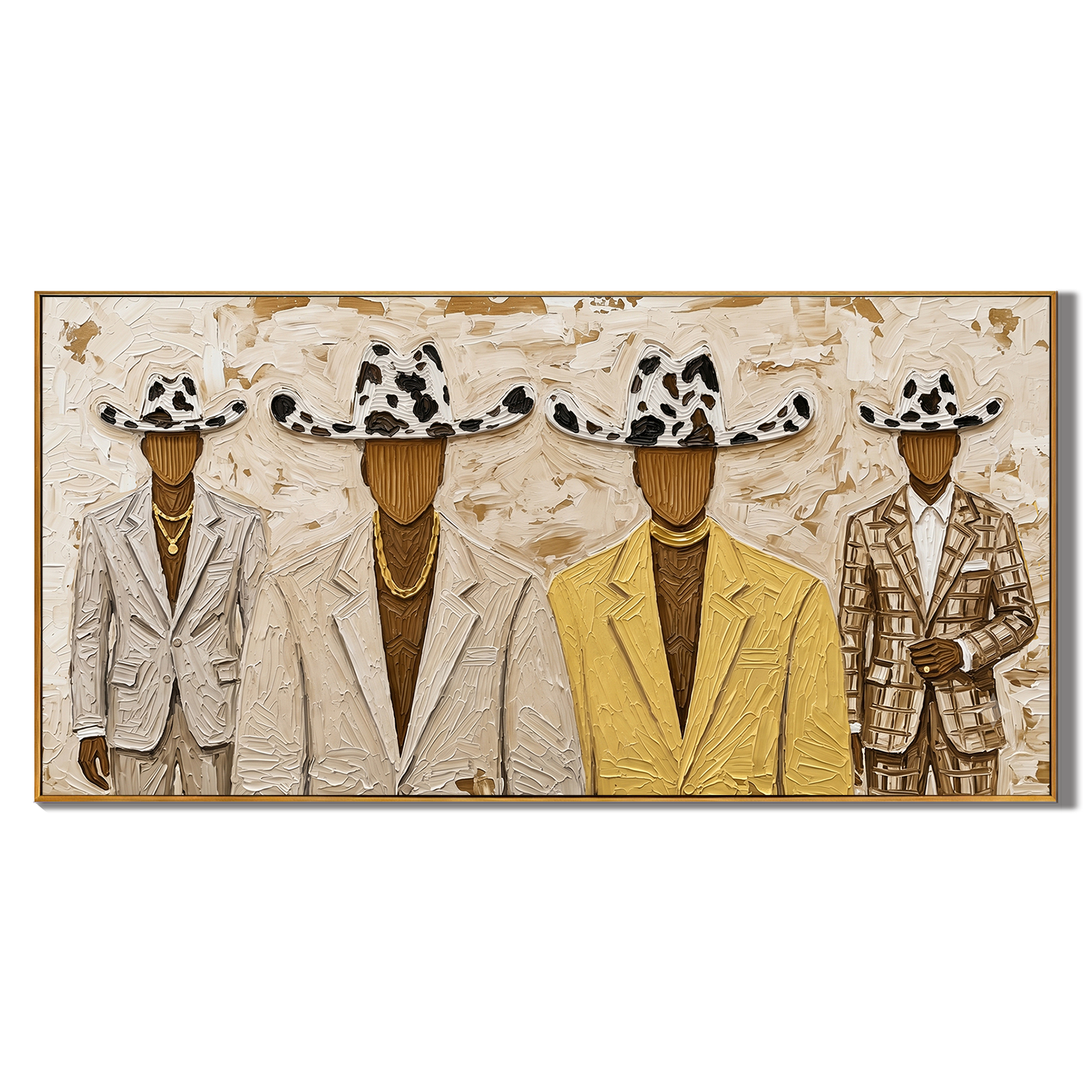 “The Gilded Ranchmen” – Western Cowboy Suit Impasto Oil Painting
