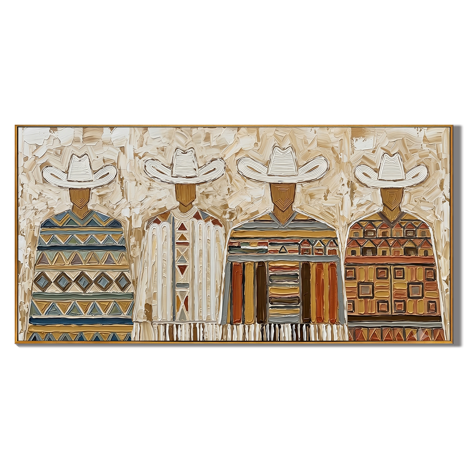 “Tribal Rangers” – Southwestern Cowboy Impasto Oil Painting