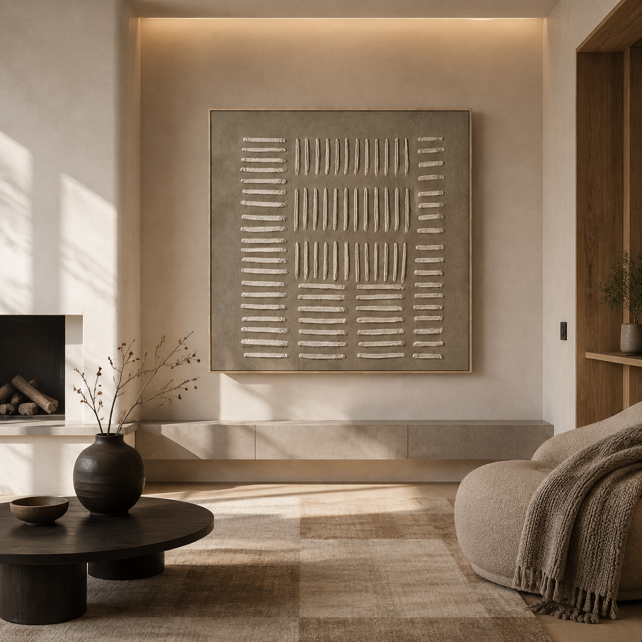 "Rhythmic Silence" – Wabi-Sabi Earth Tone Abstract Textured Acrylic Painting