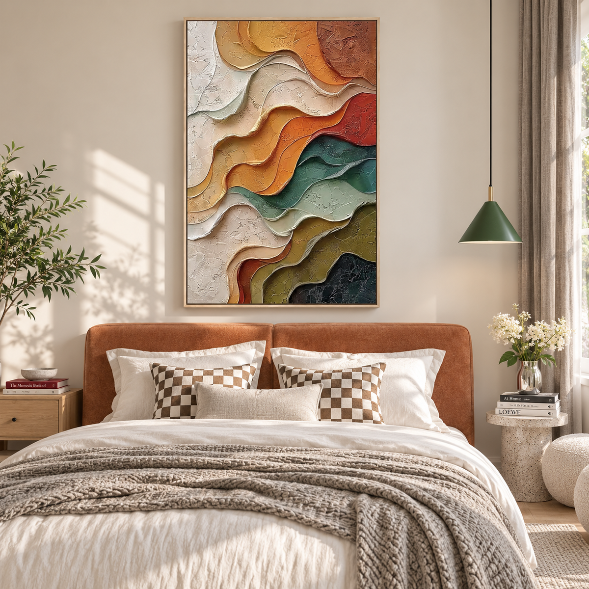 "Strata Serenade" –  Earth Tone Wave Abstract Acrylic Painting