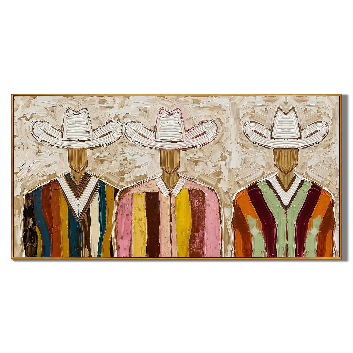 “Desert Fellowship” – Colorful Western Cowboy Impasto Oil Painting