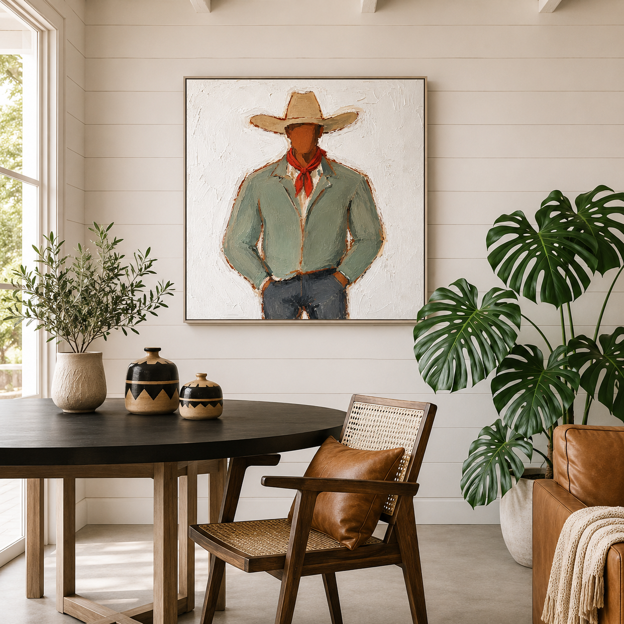 “Dust Trail Gentleman” – Vintage Western Cowboy Portrait Oil Painting