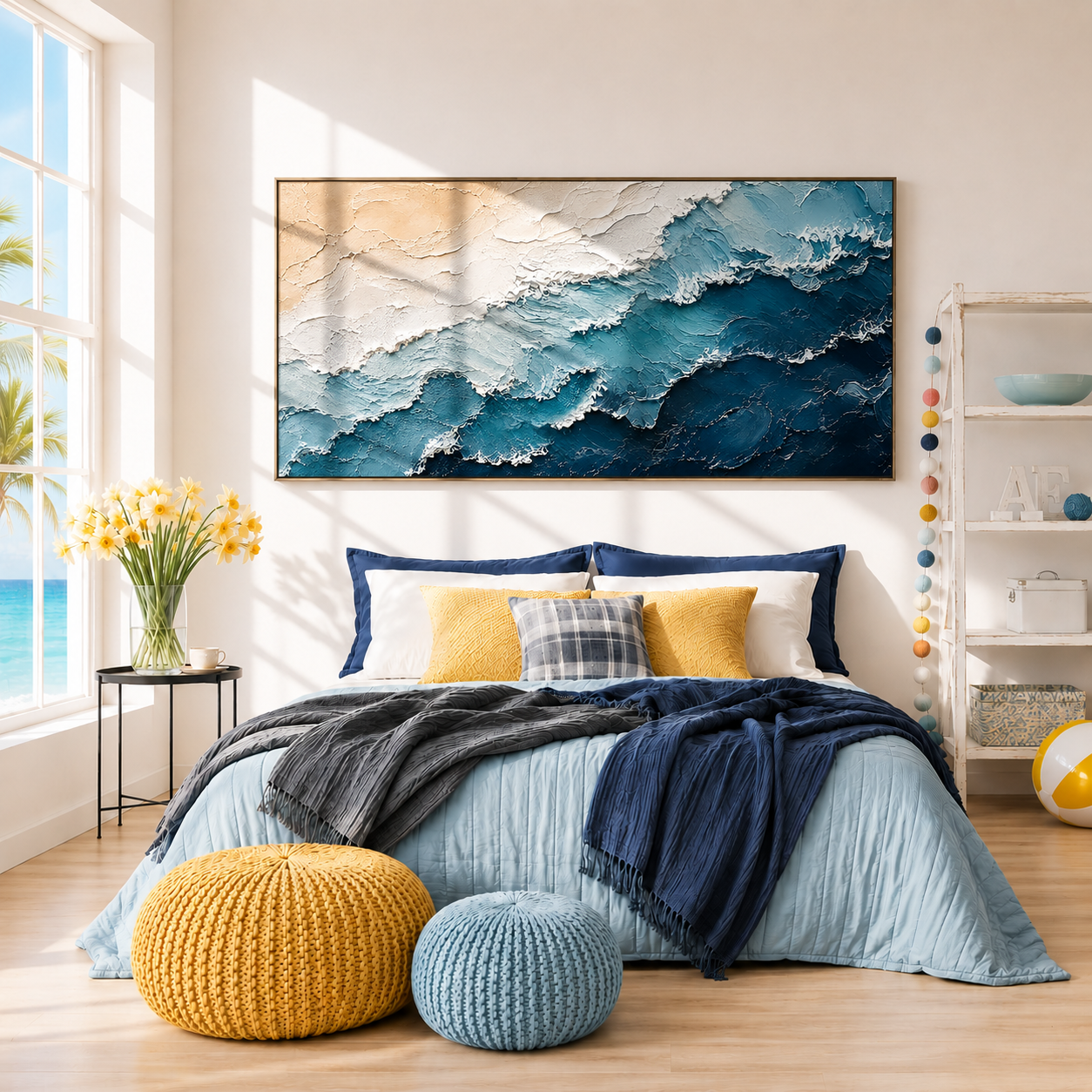 "Tide of Serenity" – Textured Ocean Wave Coastal Abstract Painting