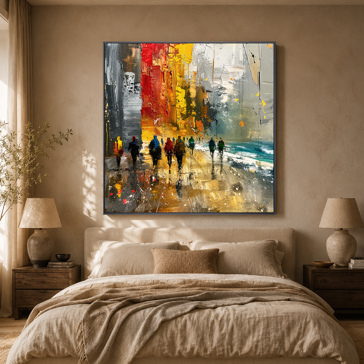 "Golden Hour Solitude" – Contemporary Urban Coastal Palette Knife Oil Painting