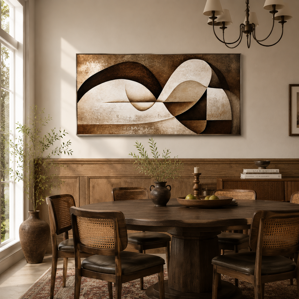 "Earth's Silhouette" - A Modern Abstract Painting in Wabi-Sabi Brown Tones