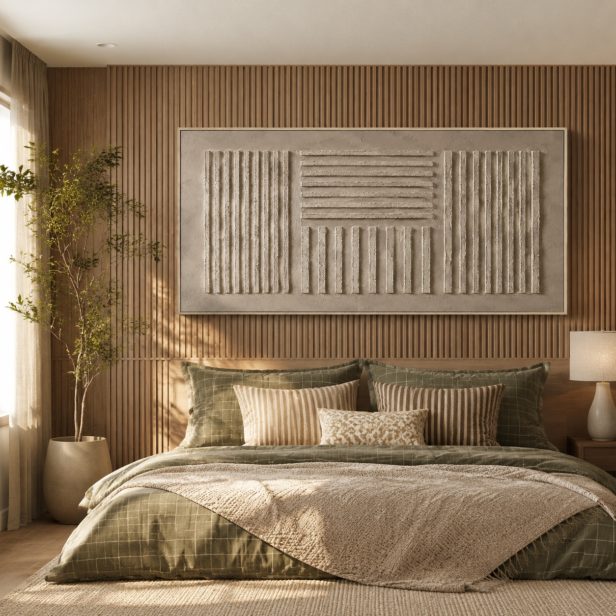 "A Place of Tranquility" - Wabi-sabi Style Earth Tone Textured Horizontal Acrylic Painting