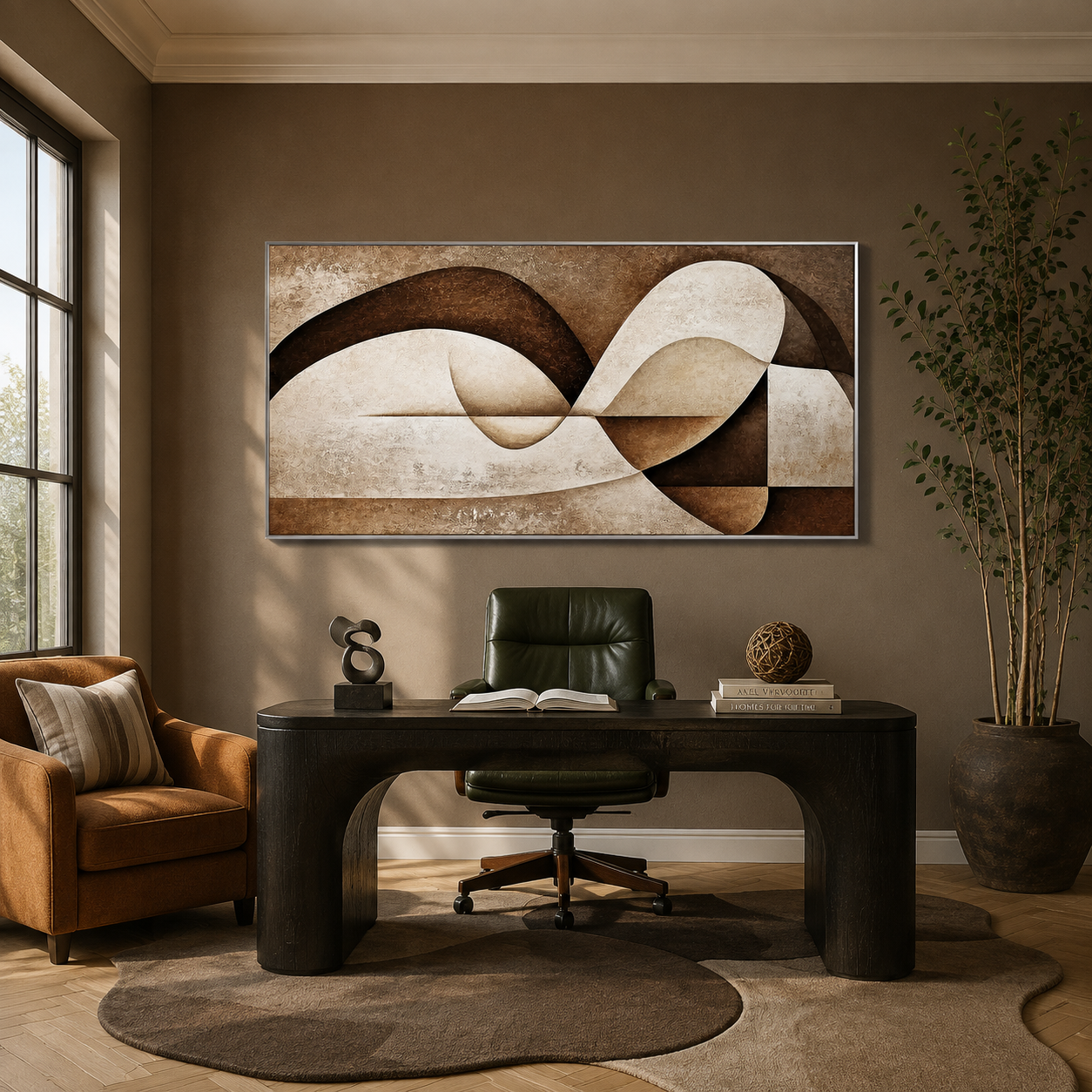 "Earth's Silhouette" - A Modern Abstract Painting in Wabi-Sabi Brown Tones