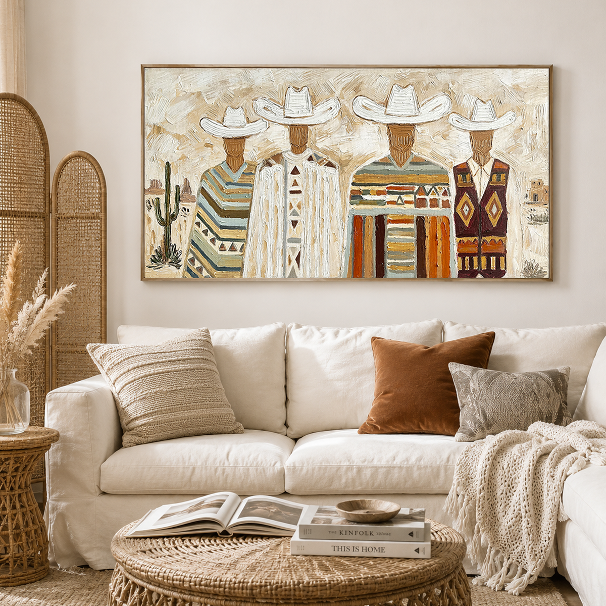 “Desert Kinship” – Southwestern Cowboy Impasto Oil Painting