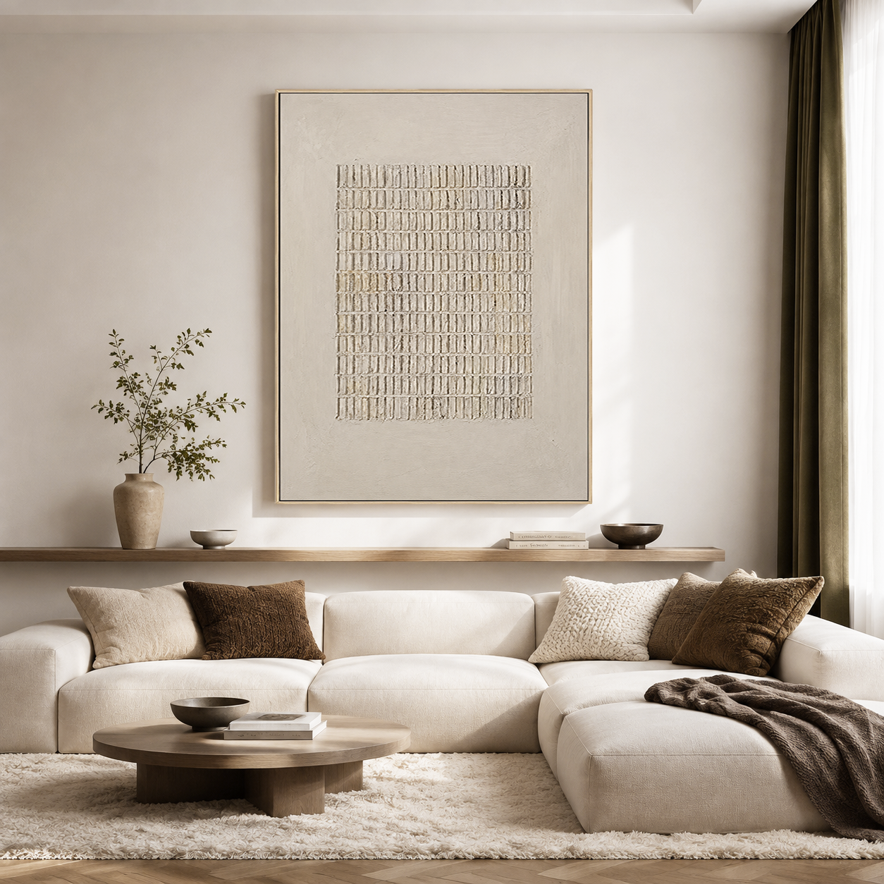 "Rhythmic Order" – Wabi-Sabi Cream Minimalist Relief Acrylic Painting