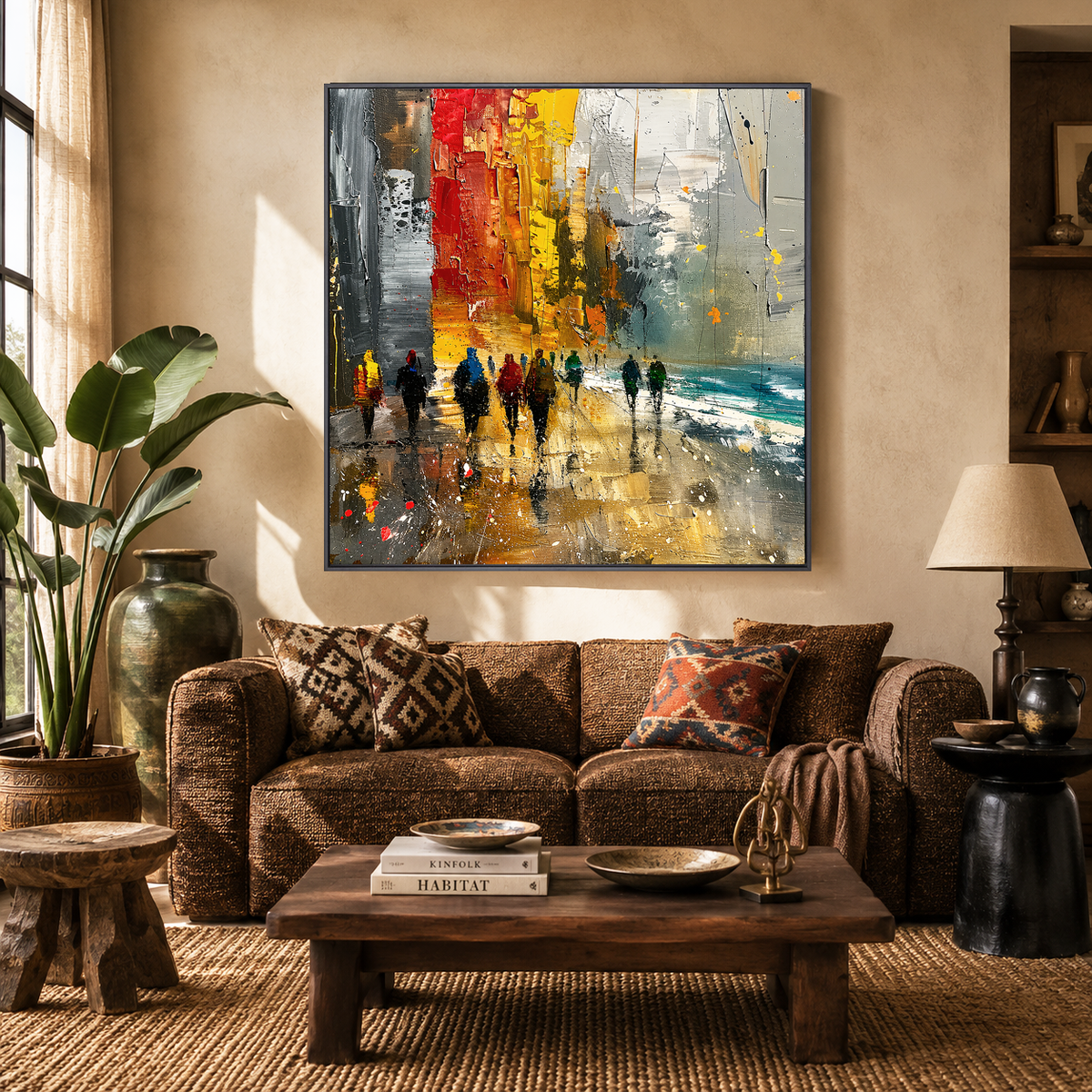 "Golden Hour Solitude" – Contemporary Urban Coastal Palette Knife Oil Painting