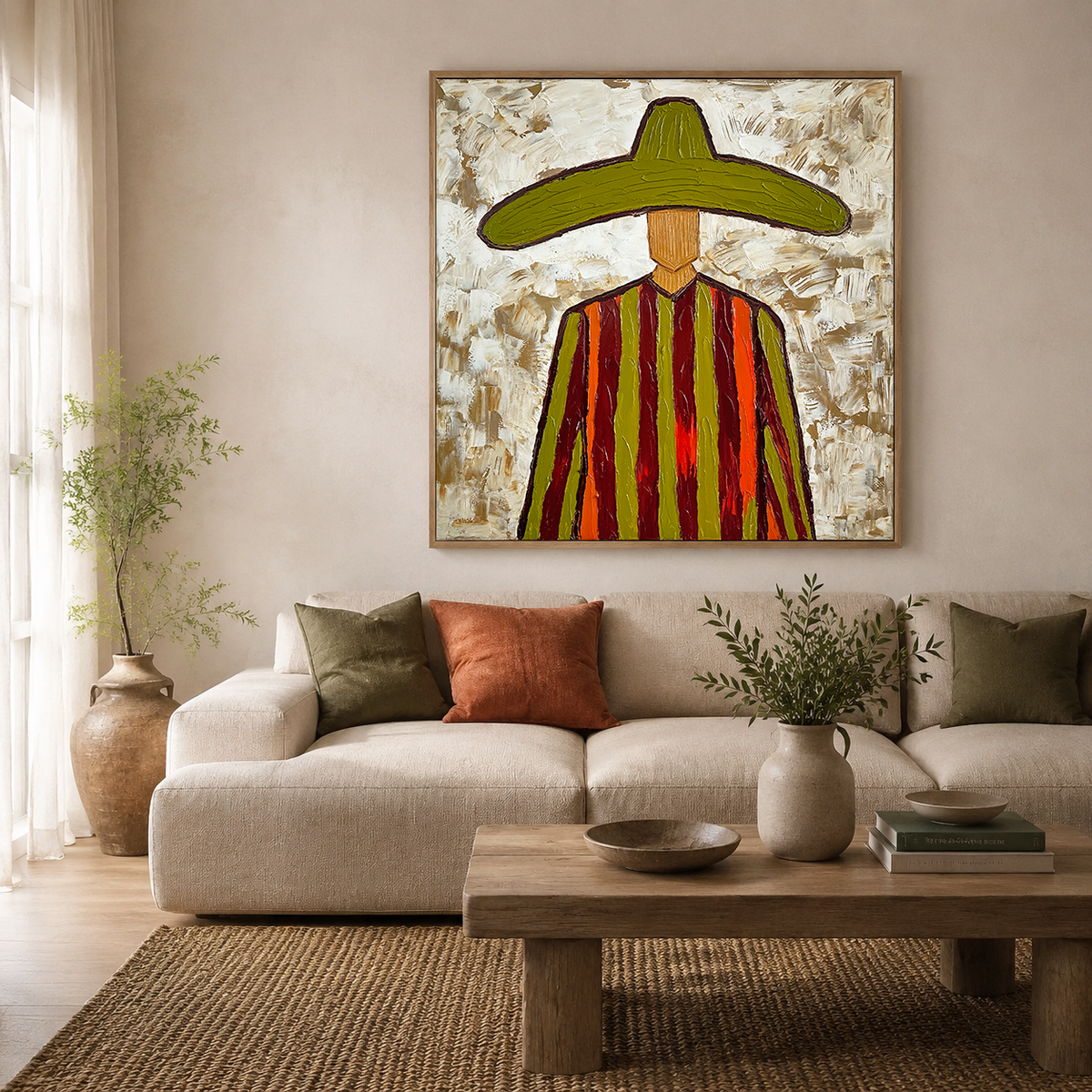 "Desert Mariachi" – Vintage Mexican Cowboy Textured Oil Painting