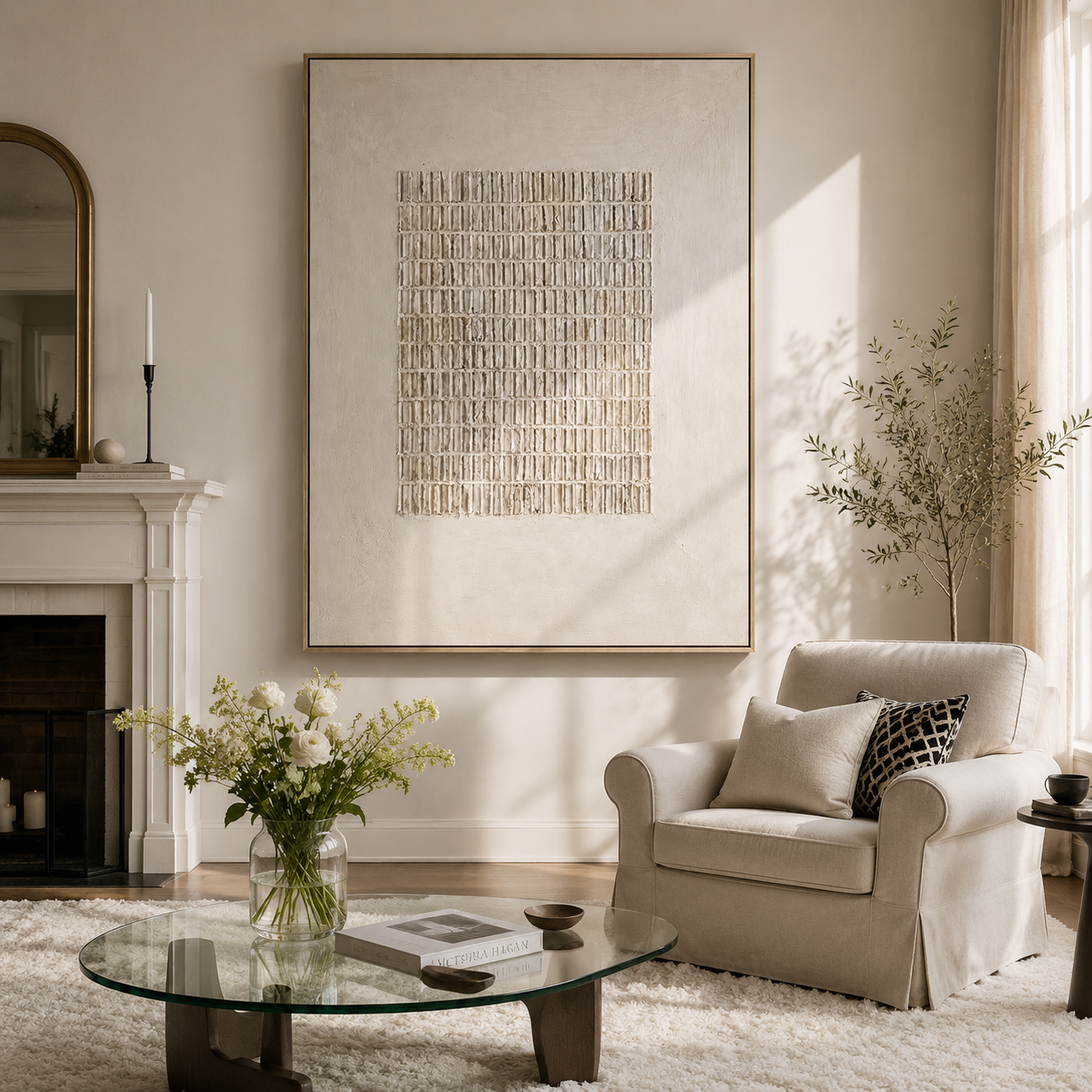 "Rhythmic Order" – Wabi-Sabi Cream Minimalist Relief Acrylic Painting