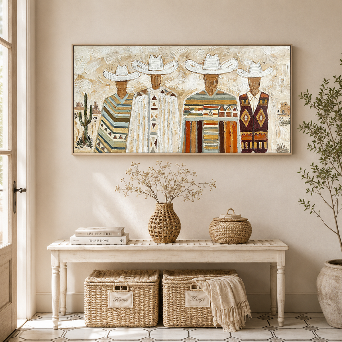 “Desert Kinship” – Southwestern Cowboy Impasto Oil Painting