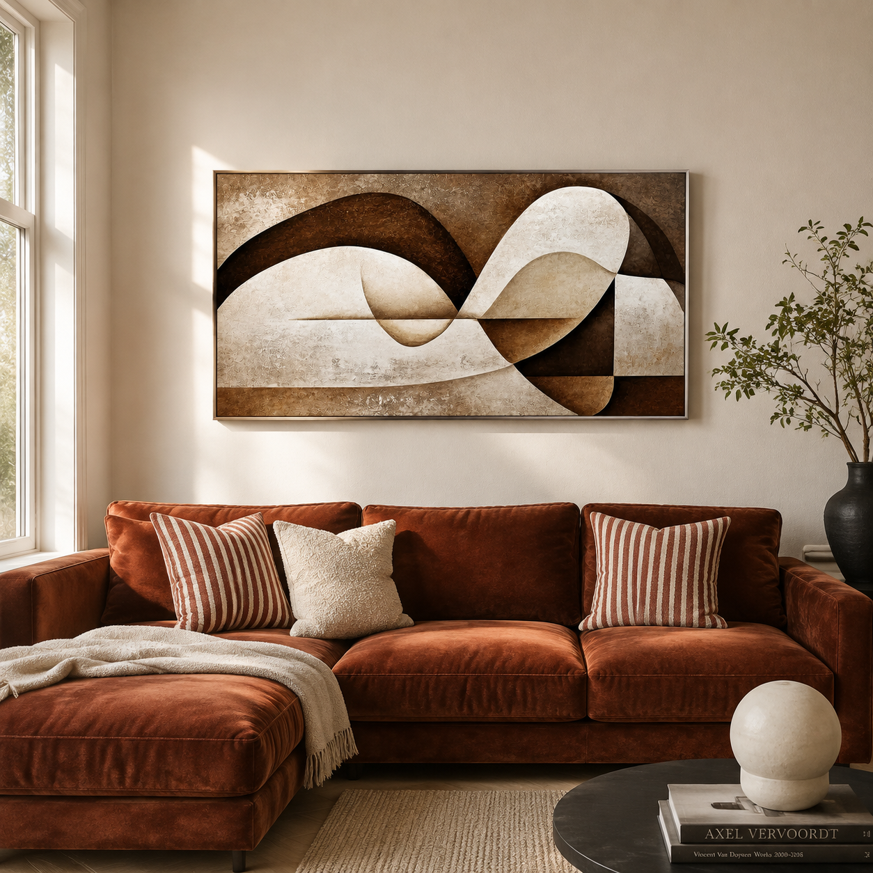 "Earth's Silhouette" - A Modern Abstract Painting in Wabi-Sabi Brown Tones