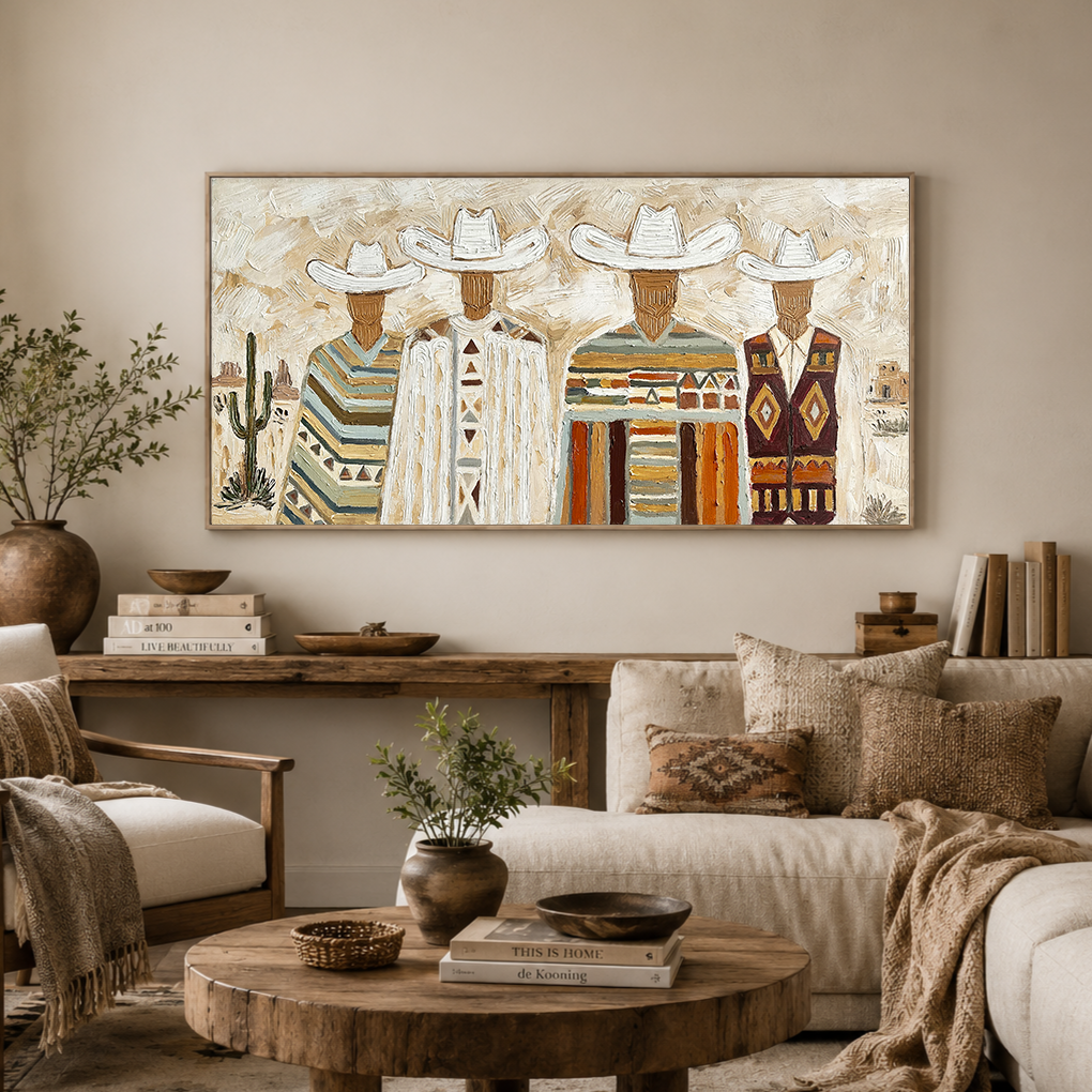 “Desert Kinship” – Southwestern Cowboy Impasto Oil Painting
