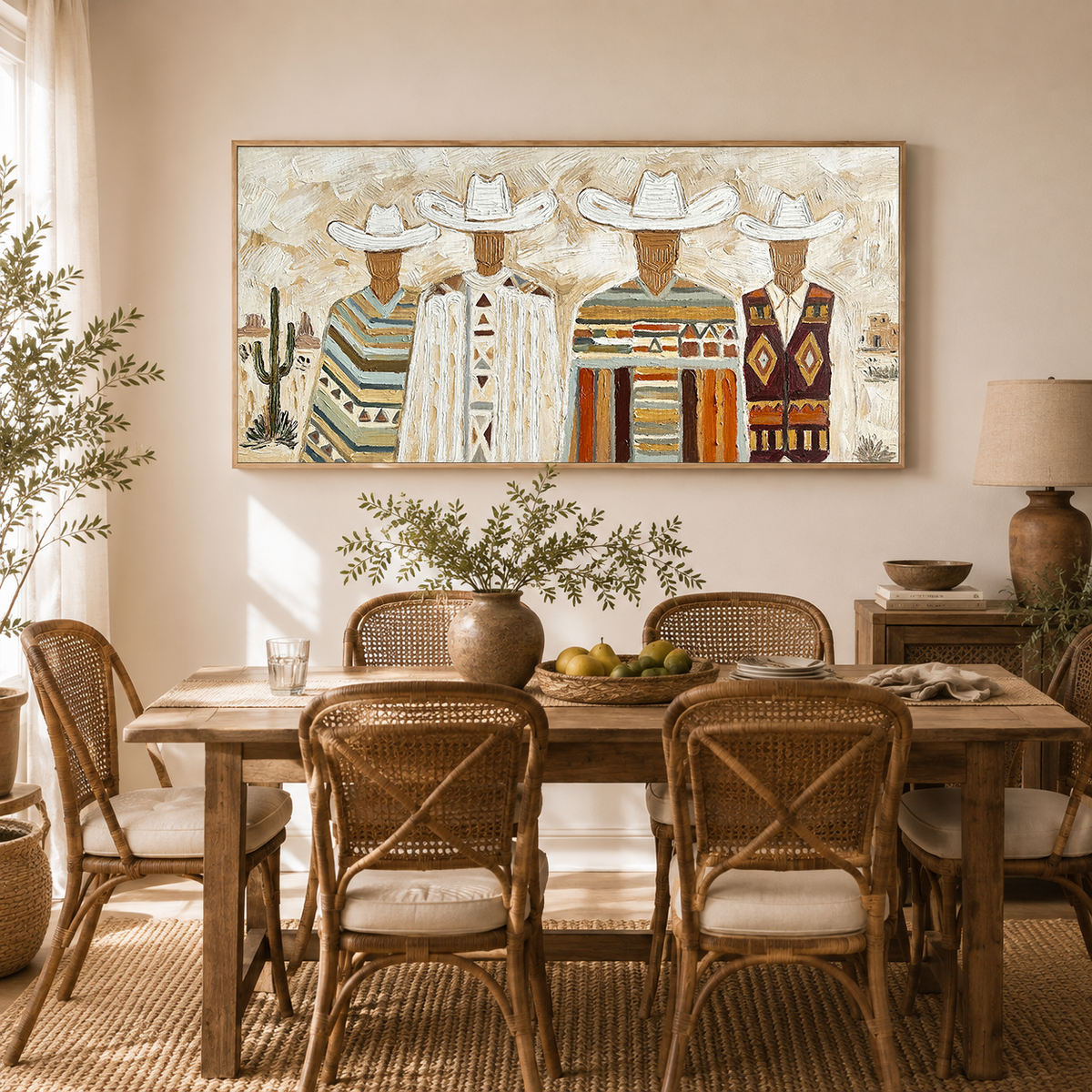 “Desert Kinship” – Southwestern Cowboy Impasto Oil Painting