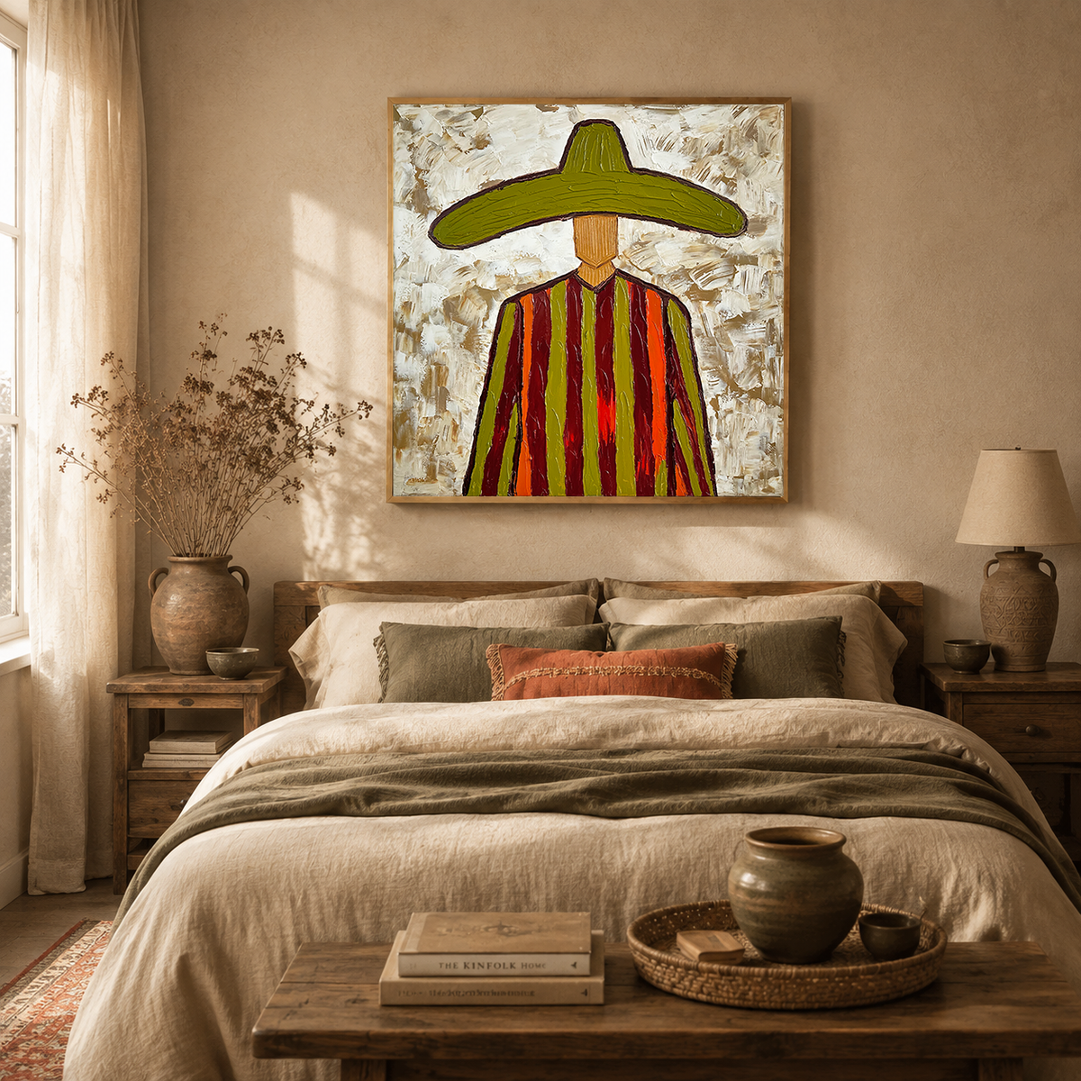 "Desert Mariachi" – Vintage Mexican Cowboy Textured Oil Painting