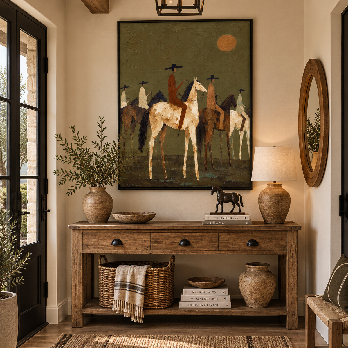 "Dusk Horizon" – Western Figurative Earth Tone Impasto Oil Painting
