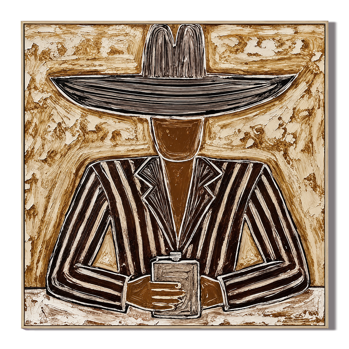 "The Silent Frontier" – Rustic Earth Tone Modern Cowboy Impasto Oil Painting