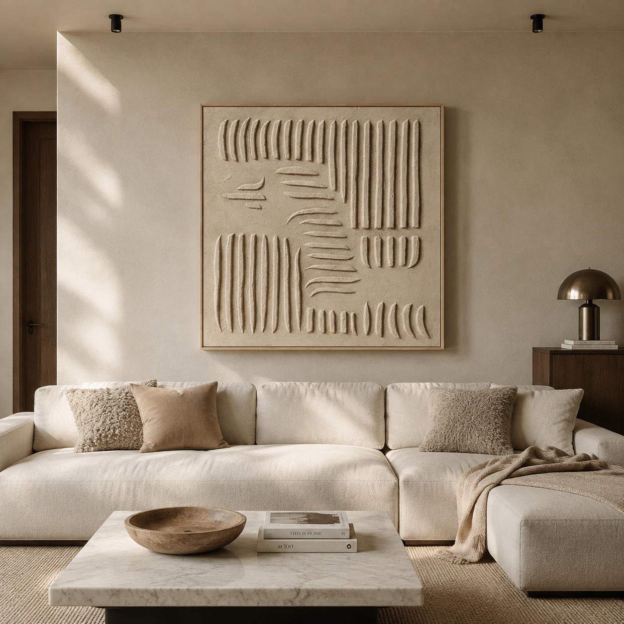 "Organic Cadence" – Wabi-Sabi Sand Tone Abstract Acrylic Painting
