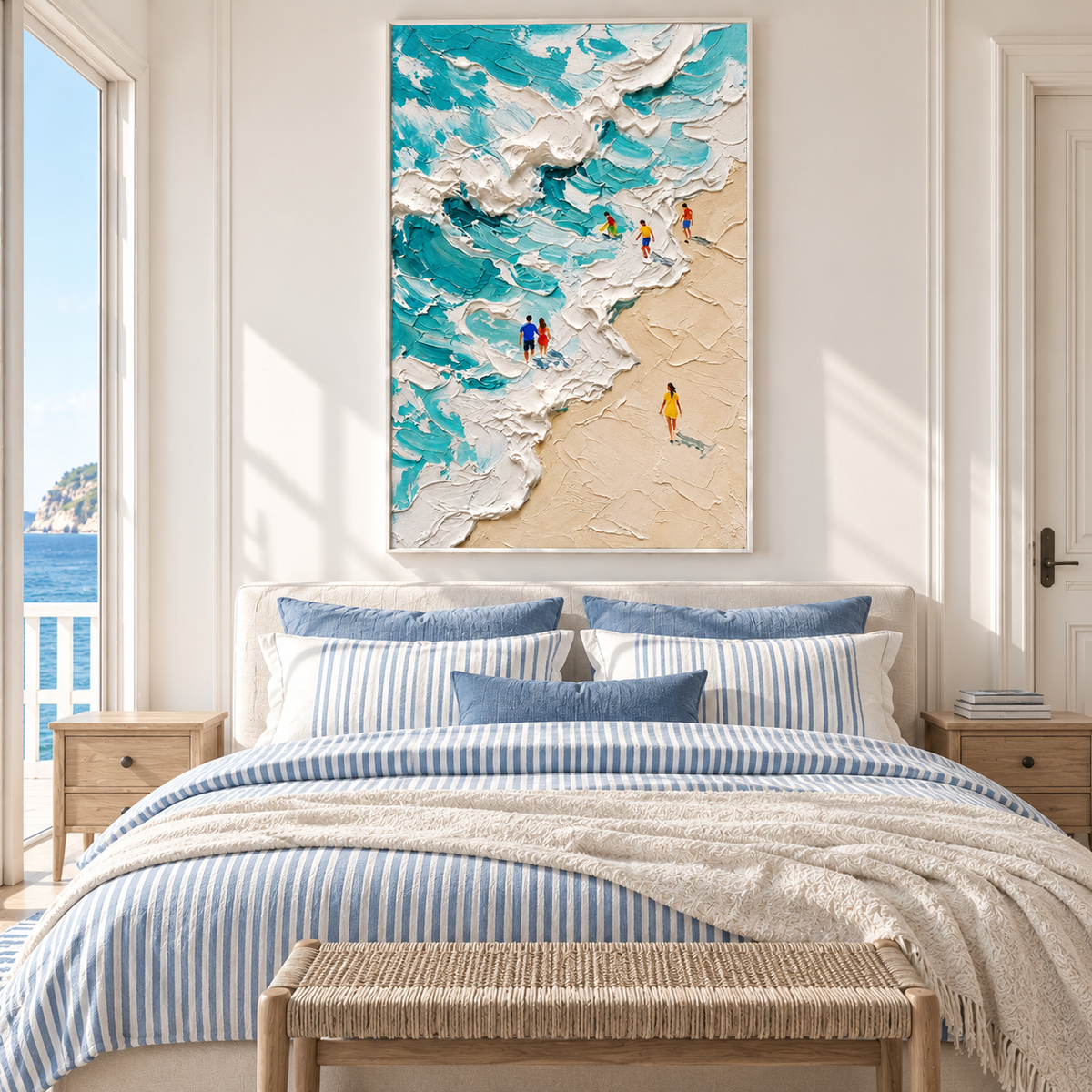 "Tidal Awakening" – Coastal Ocean Wave Heavy Impasto Textured Oil Painting