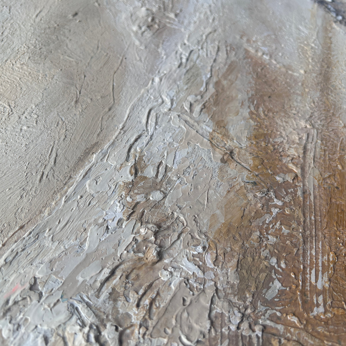 “Silent Mountain Trace” – Wabi-Sabi Beige Abstract Landscape Hand-Painted Canvas Art