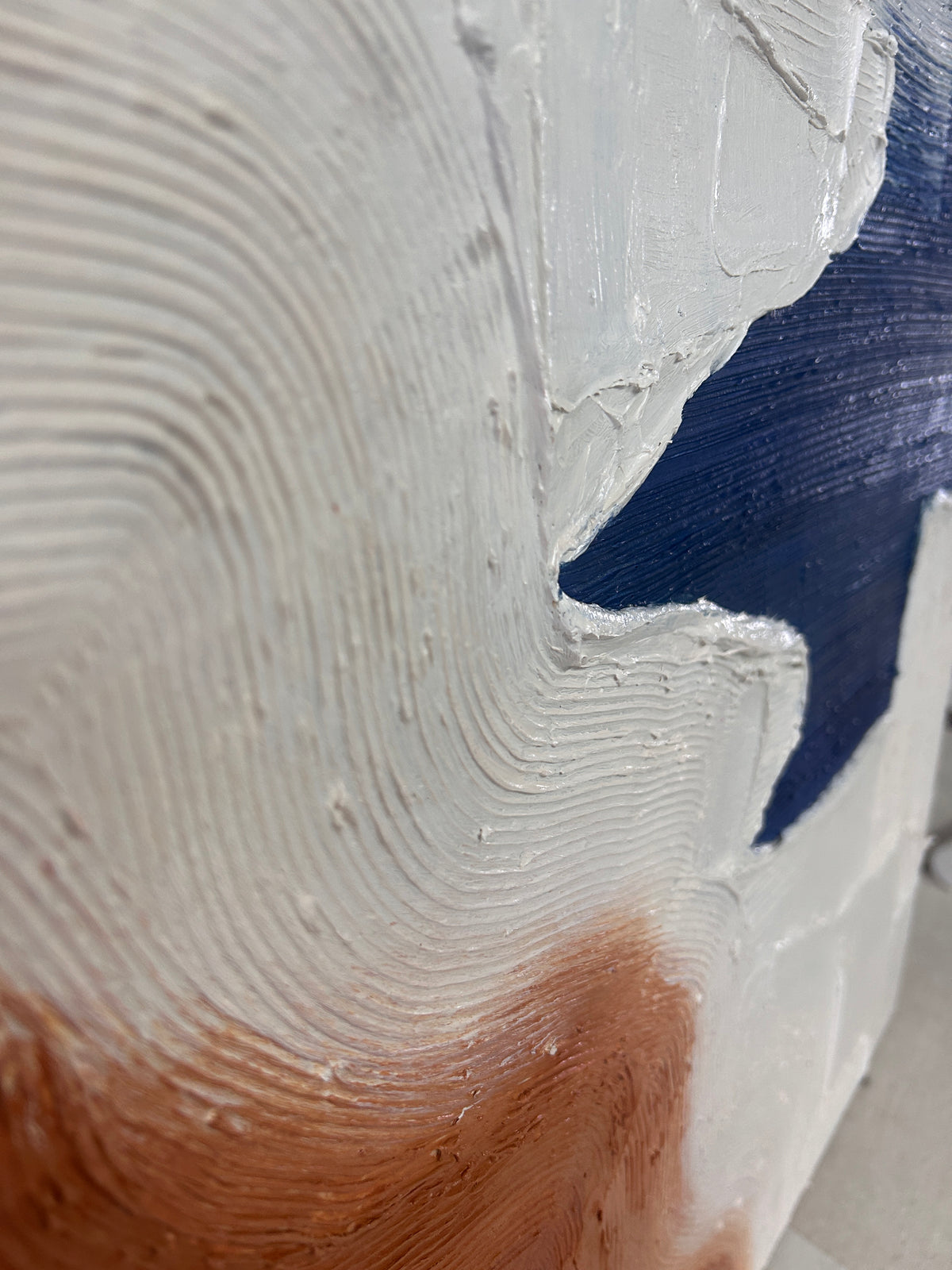 "Tidal Terrains" – Blue Terracotta Textured Abstract Painting