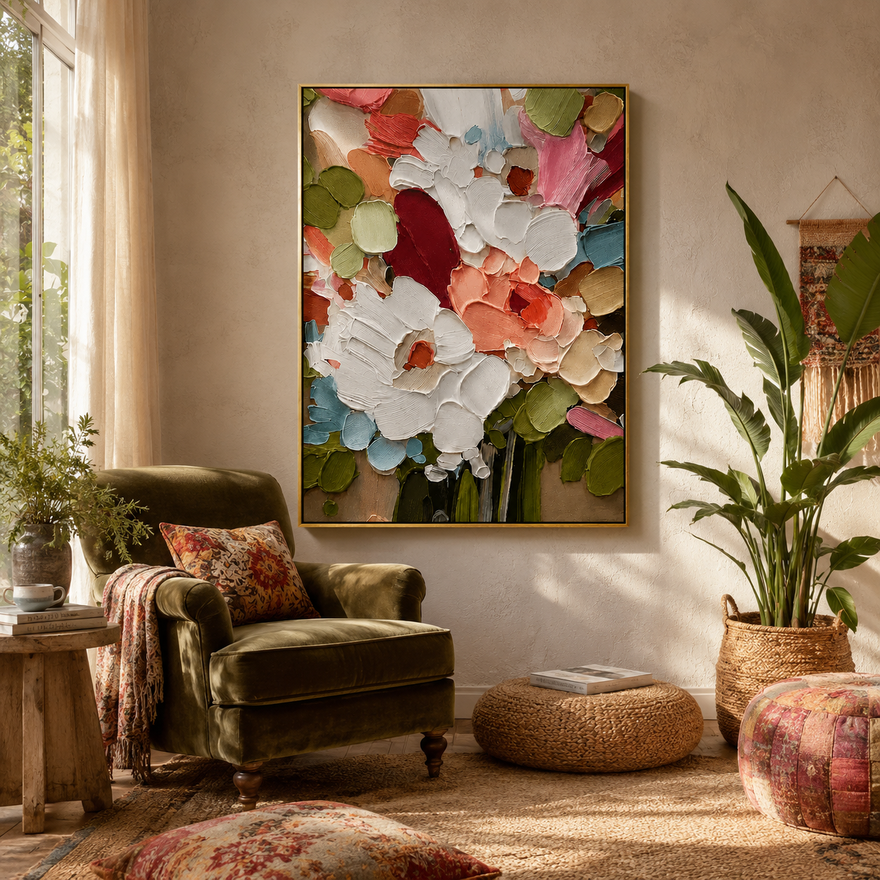 "Floral Abundance" – Colorful Impasto Bouquet Oil Painting