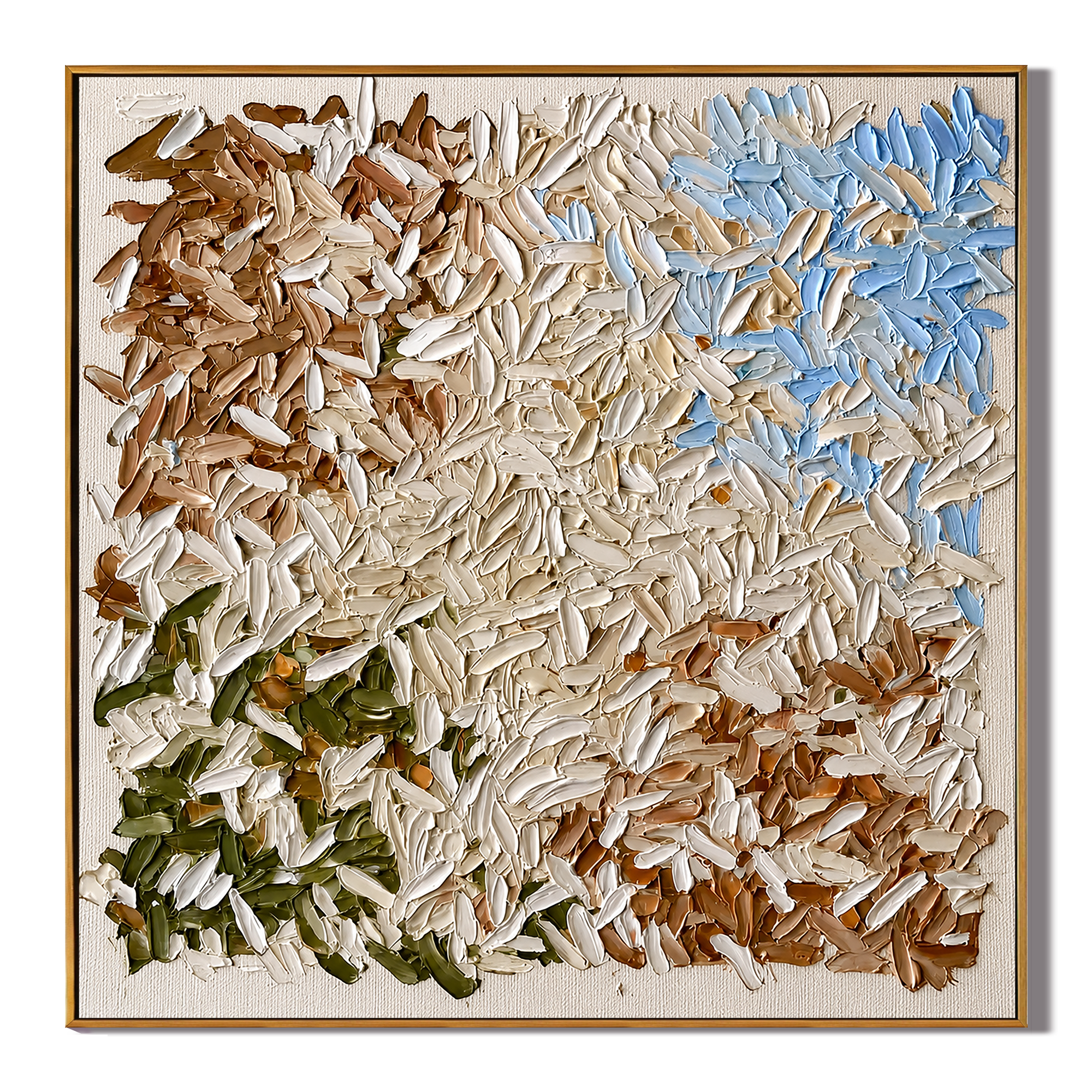 "Petal Harmony" – Cream Floral Textured Abstract Painting
