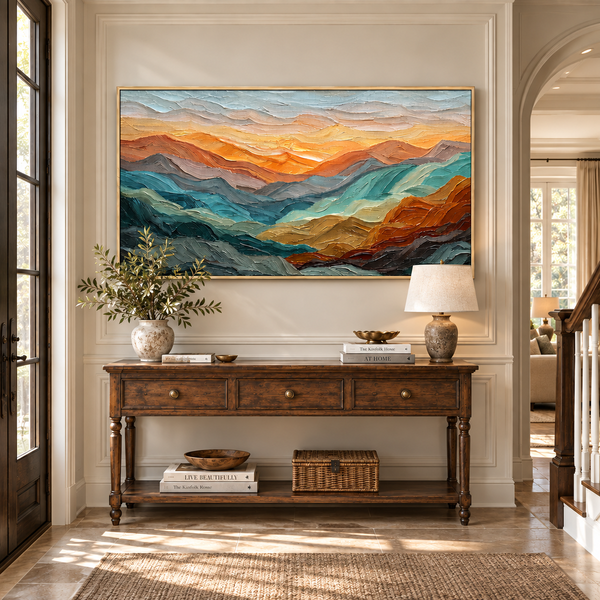 "Majestic Contours" – Impasto Wavy Landscape Abstract Acrylic Painting