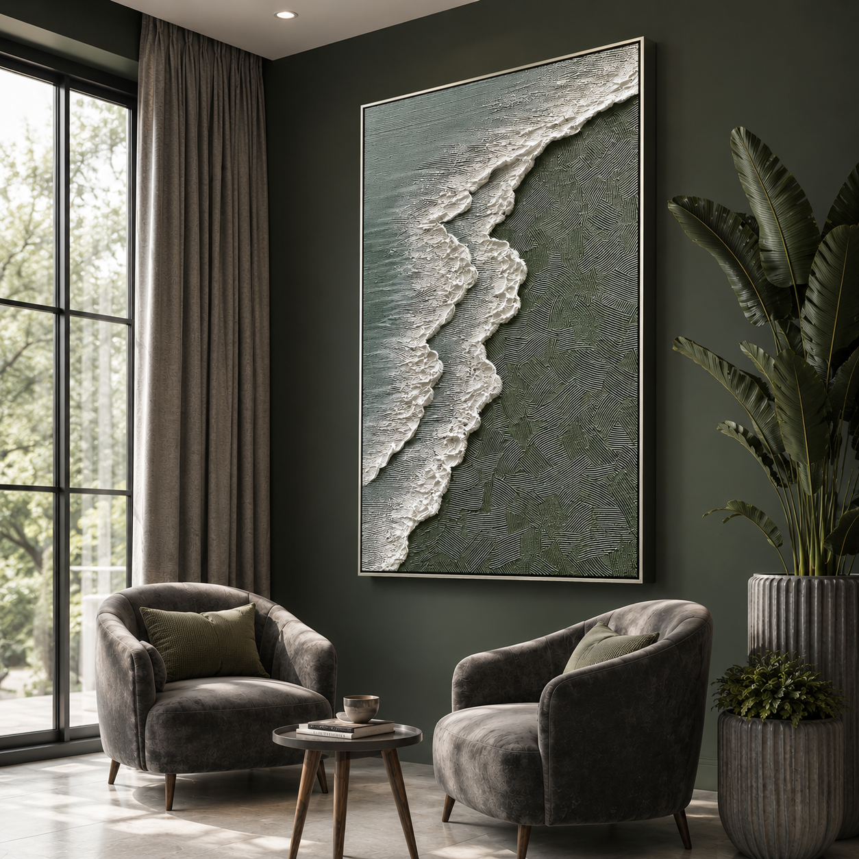 "Coastal Echoes" – Textured Ocean Shoreline Abstract Painting