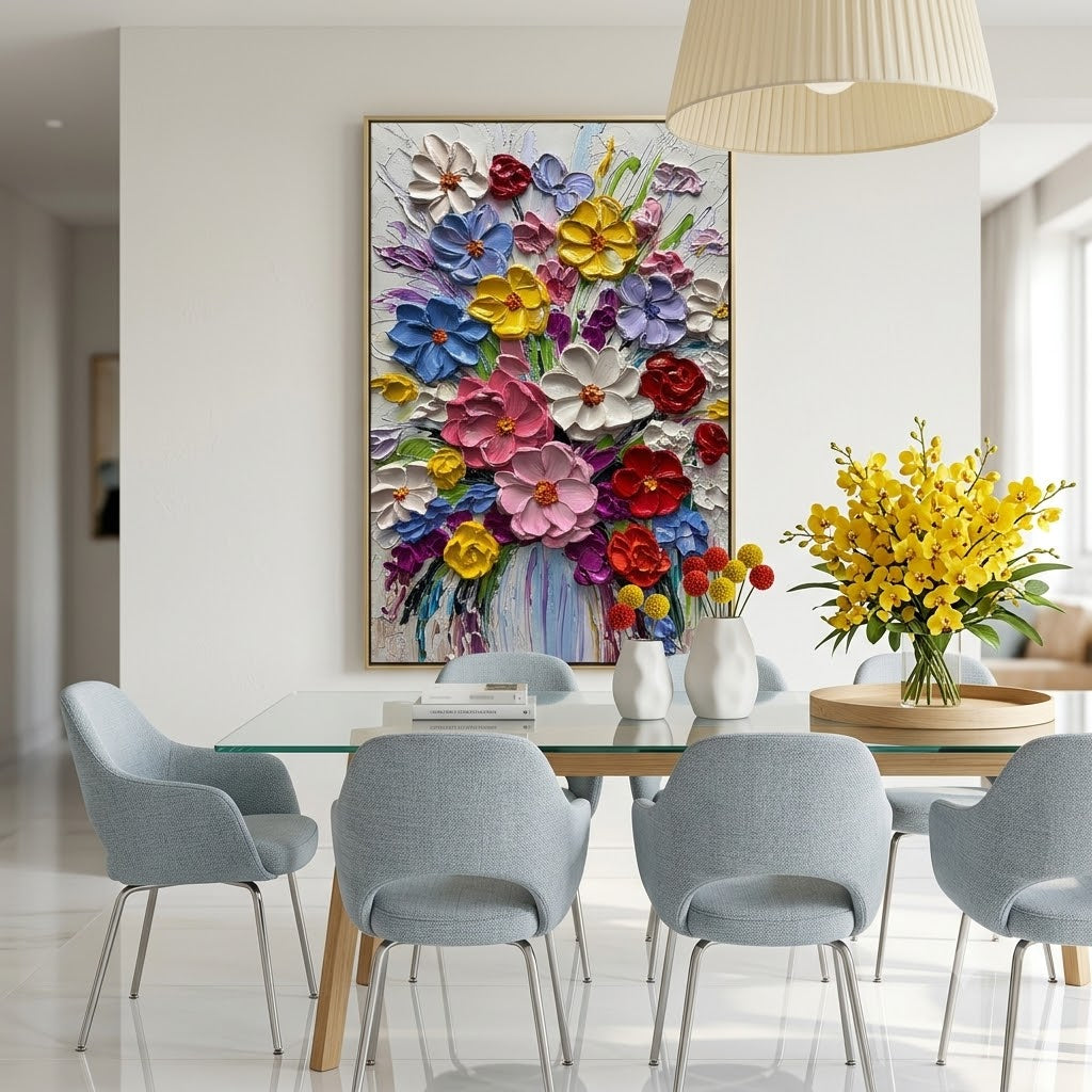 "Garden Sonata" – Colorful Impasto Floral Oil Painting