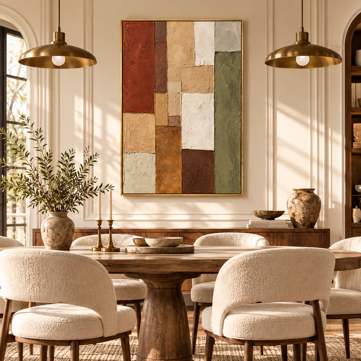 "Earth Mosaic" – Wabi-Sabi Earth Tone Geometric Textured Acrylic Painting