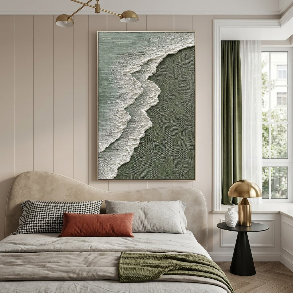 "Coastal Echoes" – Textured Ocean Shoreline Abstract Painting