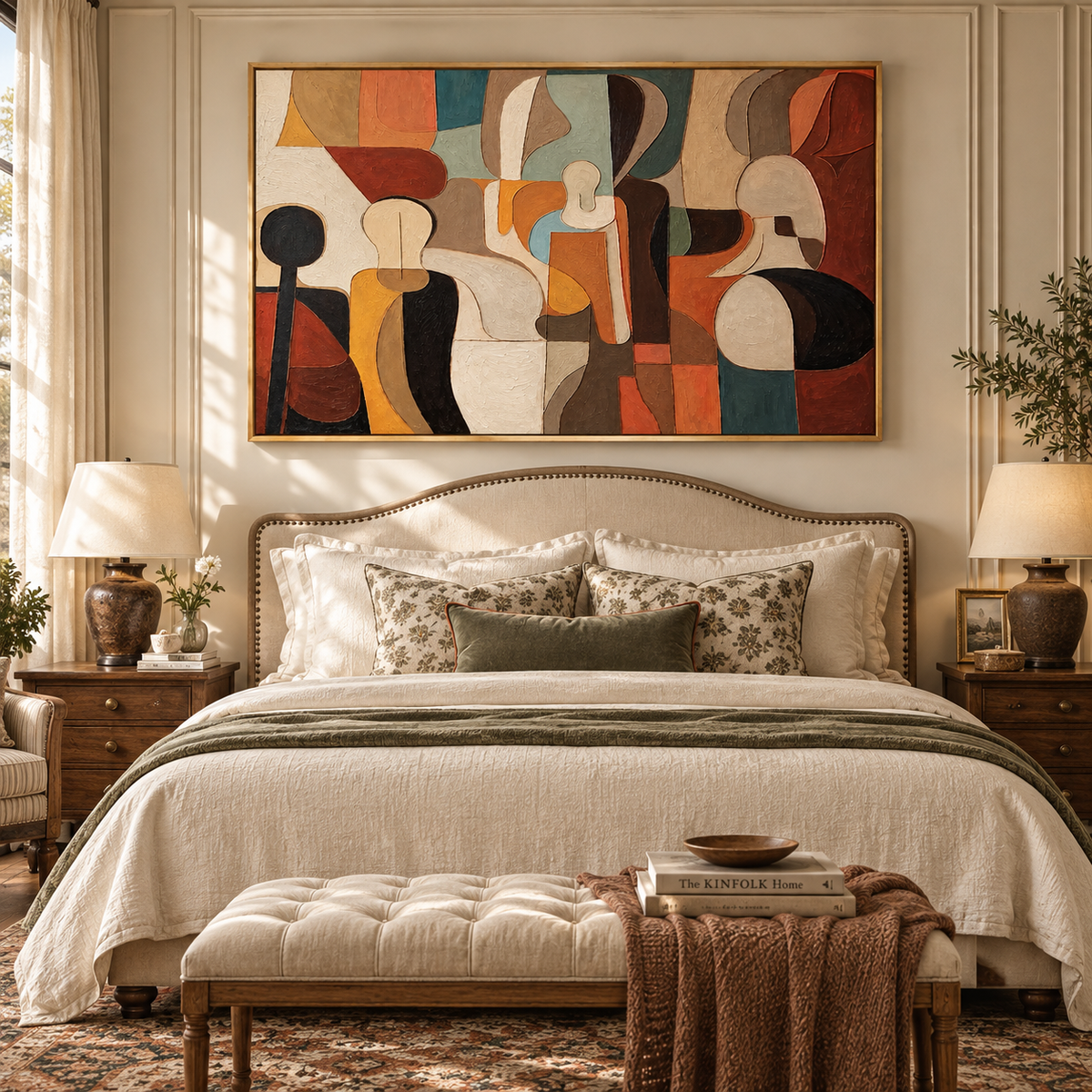 "Echoes of Form" – Mid-Century Modern Earth Tone Abstract Acrylic Painting